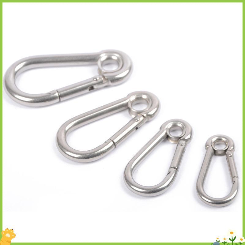 [JL] M4 M5 M6 M7 M8 Stainless Steel Carabiner Carbine Snap Hook พร้อมตาไก่สปริง Bule Key Ring