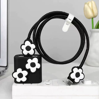 AK 18W / 20W เคสชุดชาร์จสำหรับไอโฟน For Apple Power Adapter ชุดป้องกันสายชาร์จลายการ์ตูนน่ารัก รูปดอกไม้รูปสัตว์