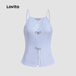 Lovito แคชชวล เสื้อผู้หญิงทรงสวยผูกโบว์ ดีไซน์เก๋ สำหรับฤดูใบไม้ผลิ/ฤดูร้อน LK3ED037