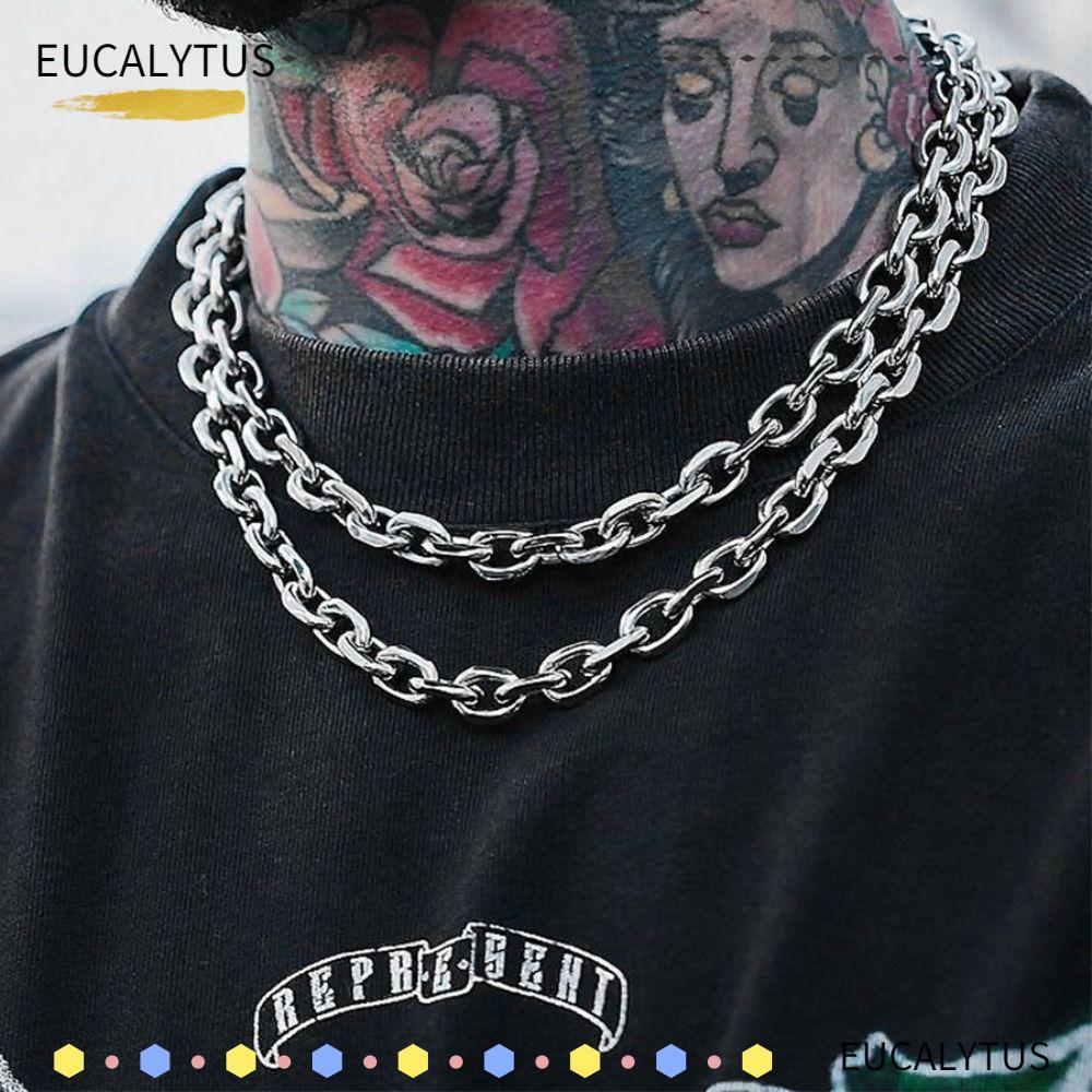 EUCALYTUSTH Cable Link Chain Necklace, Chunky Design Stainless Steel Cable Necklace, Trend Accessory