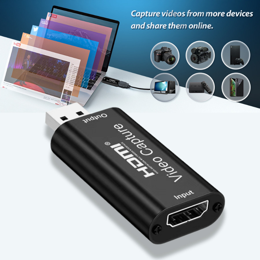 แคปเจอร์การ์ด Video Capture Card การ์ดจับภาพวิดีโอเสียง 4K HDMI เป็น USB 2.0 FR PS4 Game Live Vdo