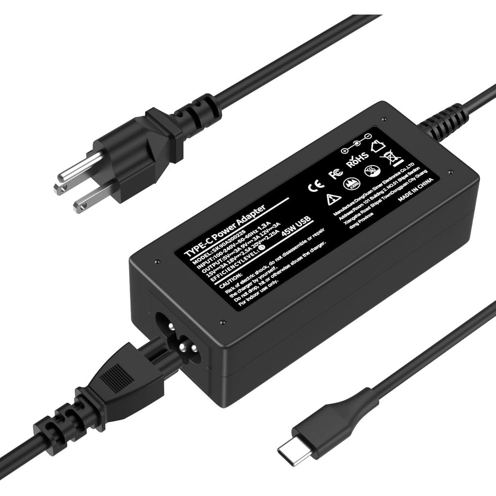 45W Chromebook Charger USB C Laptop Charger เข้ากันได้กับ HP Chromebook คอมพิวเตอร์ Type C Fast Powe