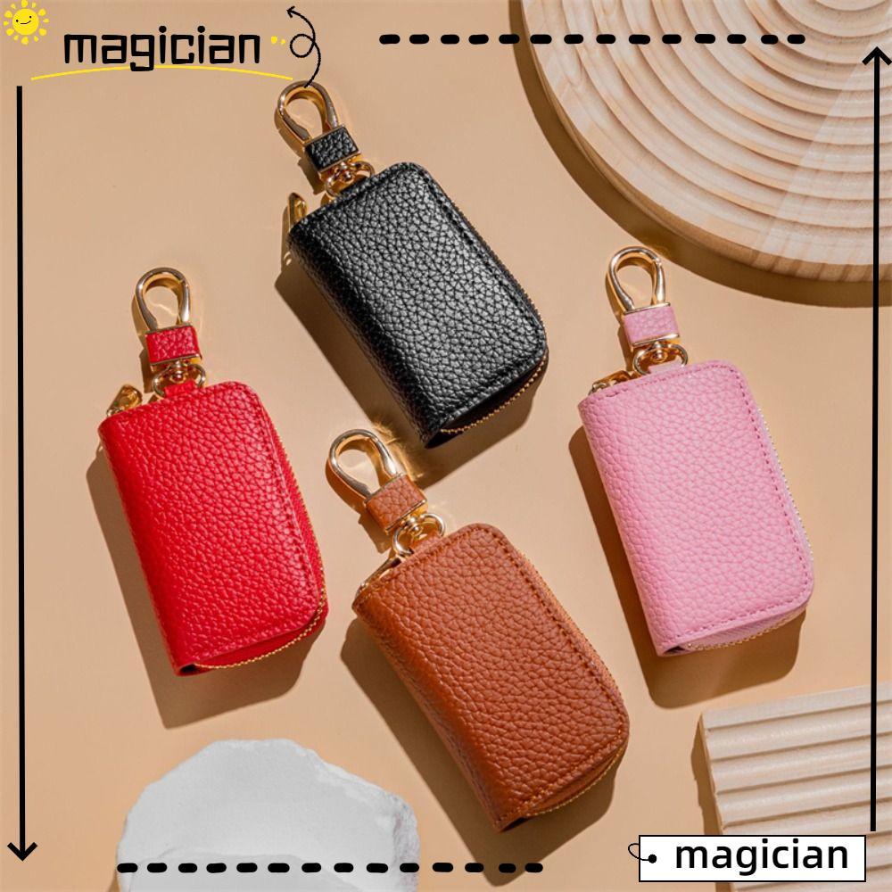 MAGICIAN กระเป๋าสตางค์พวงกุญแจซิป หนัง PU ใส่กุญแจรถและบัตร ขนาดเล็ก พกพาง่าย