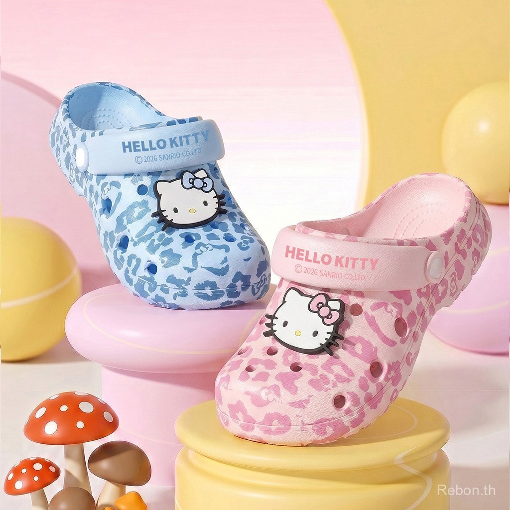 QGGS เสือดาวพิมพ์ KT Hole รองเท้าผู้หญิง Anti-slip Breathable หนา soled รองเท้าแตะการ์ตูนความสูง eva รองเท้าแตะ