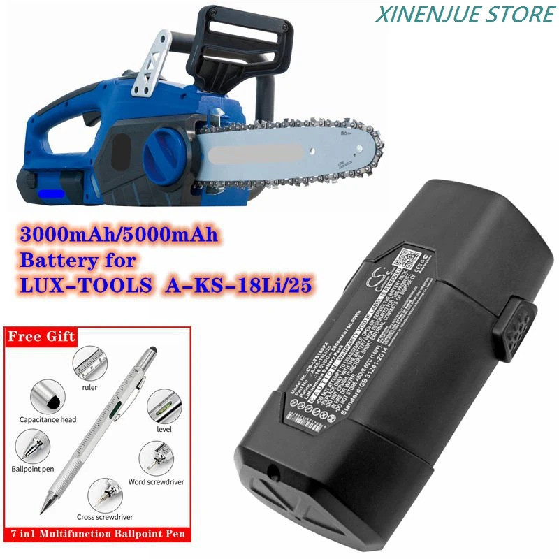 เครื่องมือไฟฟ้าแบตเตอรี่ 18V/3000mAh/5000mAh สําหรับ LUX-TOOLS A-KS-18Li/25, AKS 18Li25, AKS18Li25