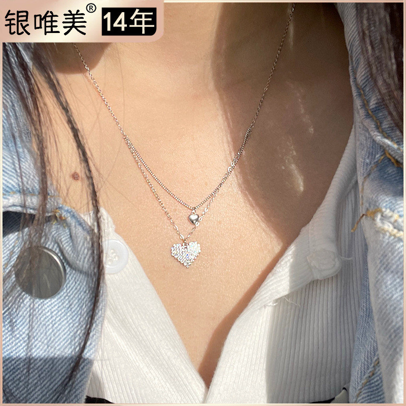 เงินหรูหราสไตล์ใหม่2025 925 Design Niche สร้อยคอสร้อยคอสร้อยคอ Clavicle Love Chain ฤดูร้อนรู้สึกหญิง