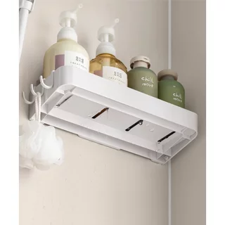 Omocha | Plastic Wall Shelf ชั้นวางของติดผนัง ไม่ต้องเจาะ ติดกาว สำหรับห้องน้ำ/ห้องครัว มินิมอล