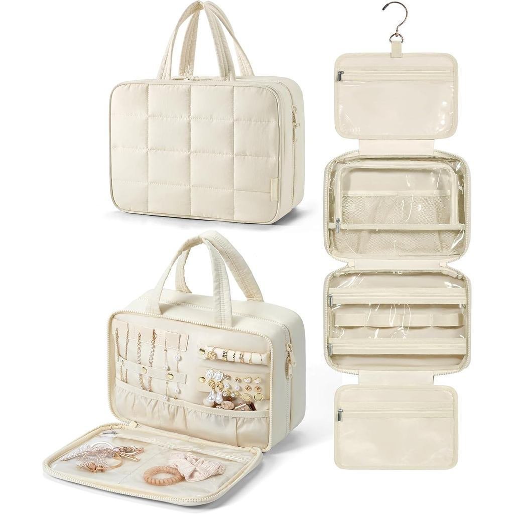 BAGSMART Travel กระเป๋าเครื่องสําอางพร้อมกระเป๋าเก็บเครื่องประดับ,อุปกรณ์อาบน้ําแขวนกระเป๋าเดินทาง,ก