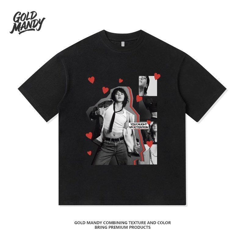 นาจุงกุก BTS สินค้าสำหรับแฟนคลับวงบังทันบอยส์ ทำจากผ้าฝ้ายแท้ T เสื้อเชิ้ตแขนสั้นสำหรับคู่รัก สไตล์ย