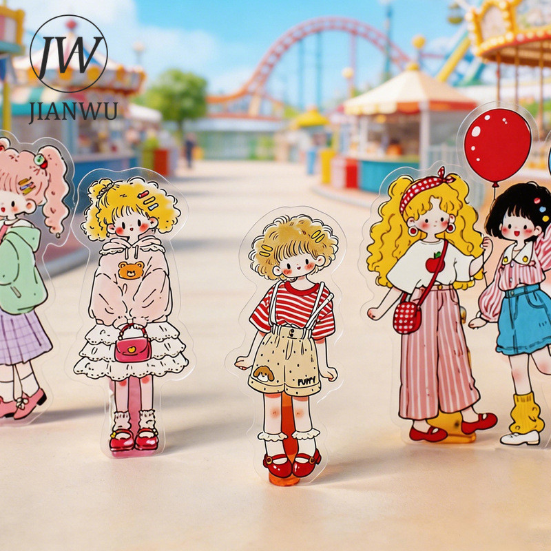 JIANWU น่ารัก Fairy Tale ตัวอักษรภูมิทัศน์วัสดุ Collage Scrapbooking PET สติกเกอร์ Creative DIY Journal เครื่องเขียน