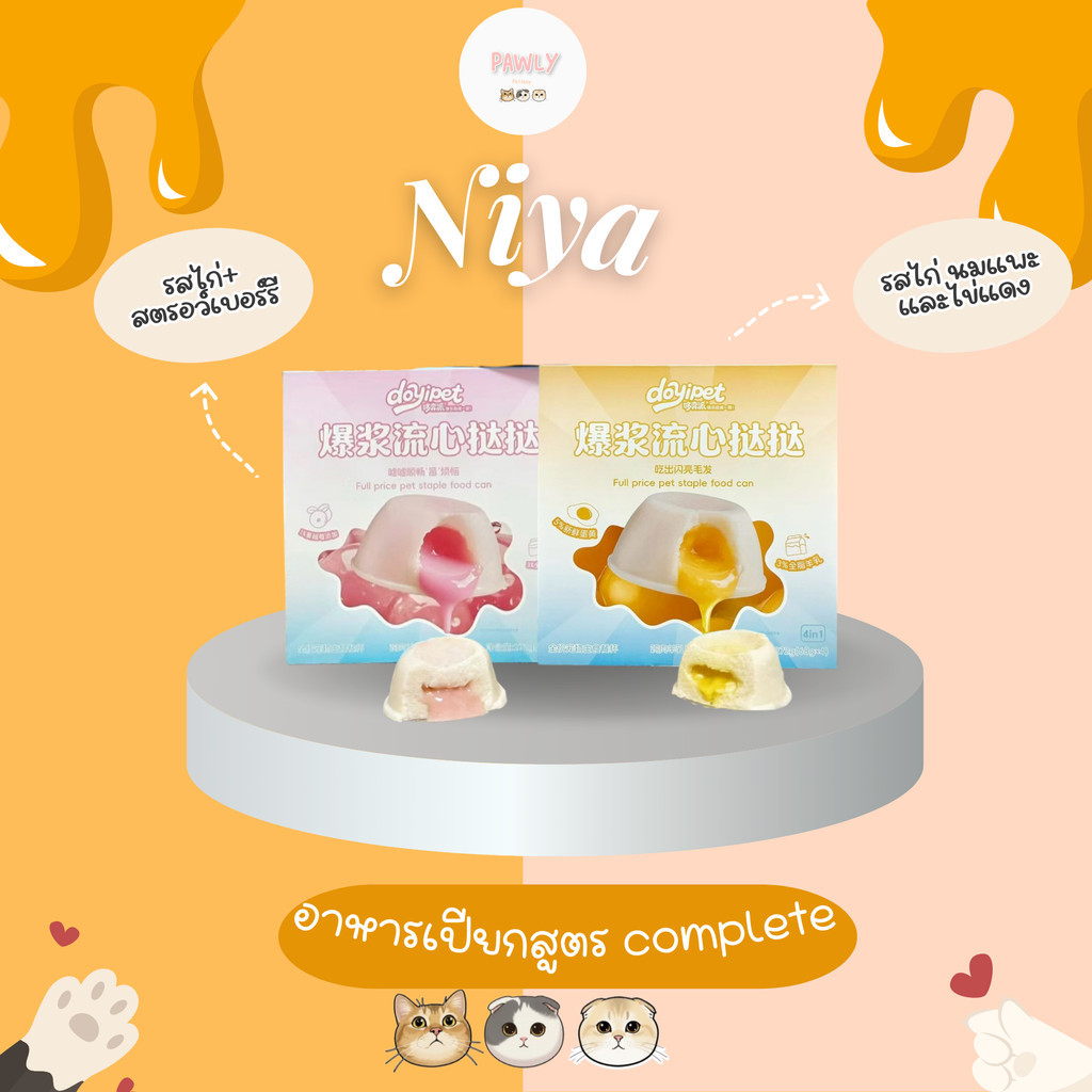 (พร้อมส่ง) Doyipet - เปียกแบบถ้วยทาร์ตลาวาไส้เยิ้ม Complete & Balanced (68g*4) (ยกกล่อง)