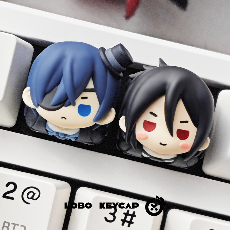 Black Butler Keycap Sherlock Sebastian Butler คีย์บอร์ดเชิงกลเรซินที่ไม่ซ้ํากัน หมวกสองมิติ ESC