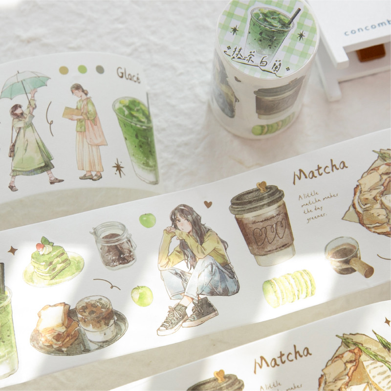 นาย กระดาษ 200 ซม./ ม้วนไดคัทและเทปกระดาษน่ารักการ์ตูนกาแฟชายามบ่ายรูปแบบสาววางแผนภาพตัดปะเทป, ทําเอง การ์ดอวยพรถ้วยไดอารี่เคสโทรศัพท์ตกแต่งเทป