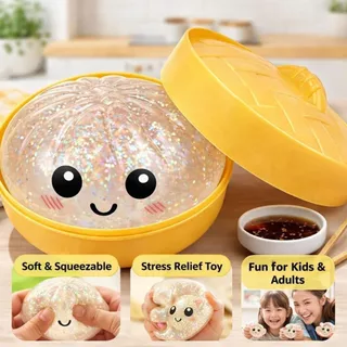 (จัดส่งภายใน 12 ชม.) 1/4 ชิ้น 2026 ใหม่ Glitter Dumpling Squishy ของเล่นบรรเทาความเครียดจําลอง Dumpling Squeezable ของเล่น Steamer ช้า Resilience Fidget Squishy ของเล่น