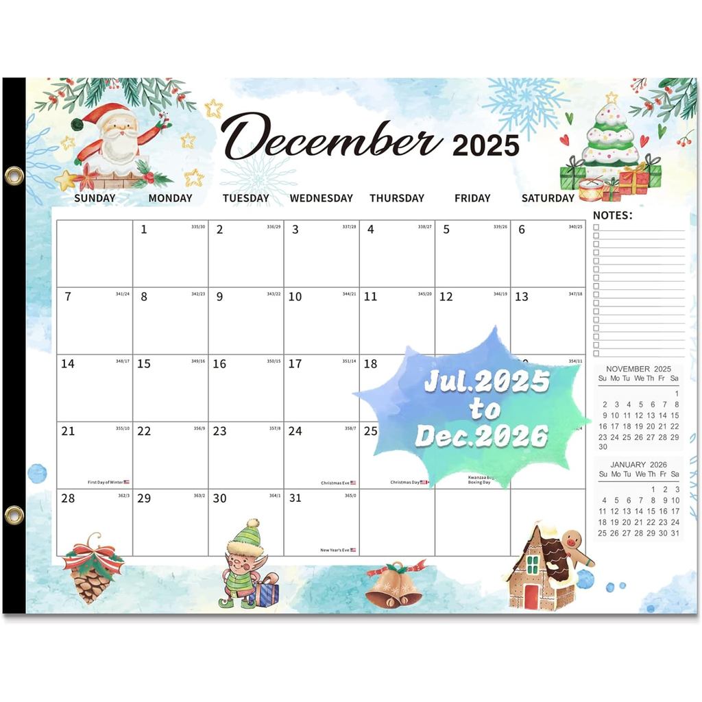 ปฏิทินตั้งโต๊ะขนาดใหญ่ 2025-2026,Calendar 2025-2026 Wall/Desk จาก Jul.2025 - ธ.ค.2026,18 เดือนปฏิทิน