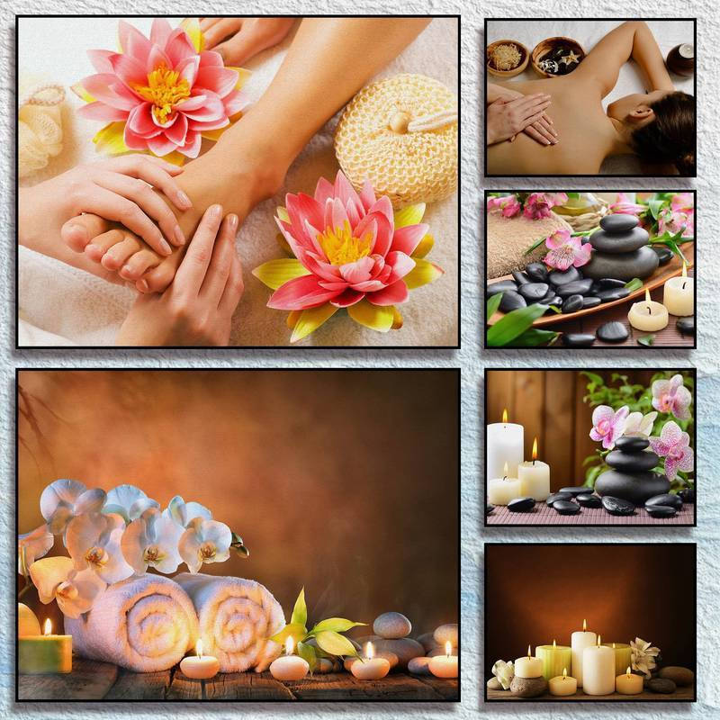 การนวดโยคะ Zen Spa โปสเตอร์สมาธิปลาดาว Epsom เกลือธรรมชาติ Desert Landscape สีตกแต่งบ้านผ้าใบภาพวาด