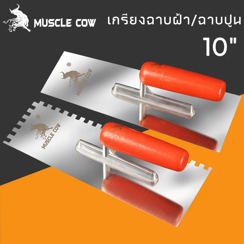 MUSCLE COW เกรียงหวี เกรียงขัด เกรียงสแตนเลส เกรียงเหลี่ยม ขนาด 10"