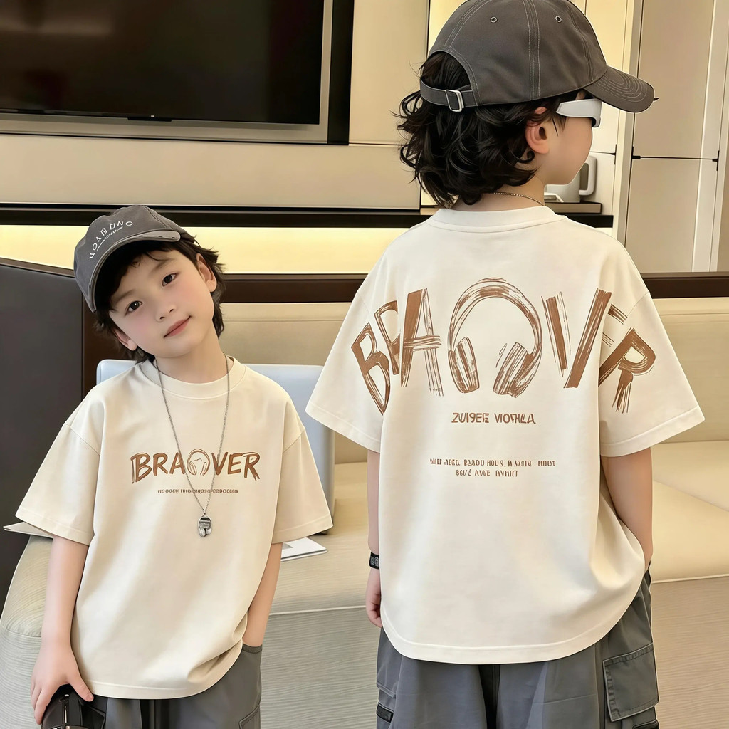 🐻Yout-children เสื้อเด็กแฟชั่น คอกลม Oversize ผ้าคอตตอน   'BRAVER'สบายนุ่ม ระบายอากาศดี