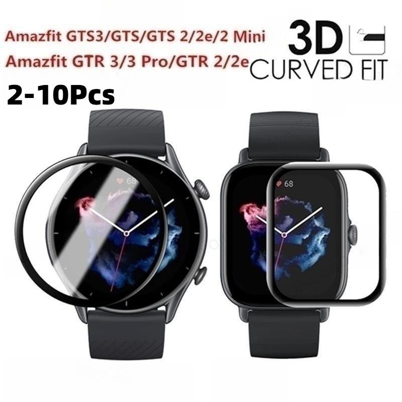 2-10 ชิ้นสีดําขอบกระจกนิรภัยสําหรับ Amazfit GTS 4 3 2 2E Mini กระจกโค้งป้องกันหน้าจอสําหรับ Amazfit GTR Mini 2 eSIM 2e 3 Pro 4 Limited Edition HD กระจกป้องกัน