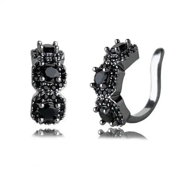 BLACK ROMANCE EARCUFFS - คลิปหนีบ No-Piercing โลหะผสม Moody Chic & Minimalist Unisex INS สไตล์