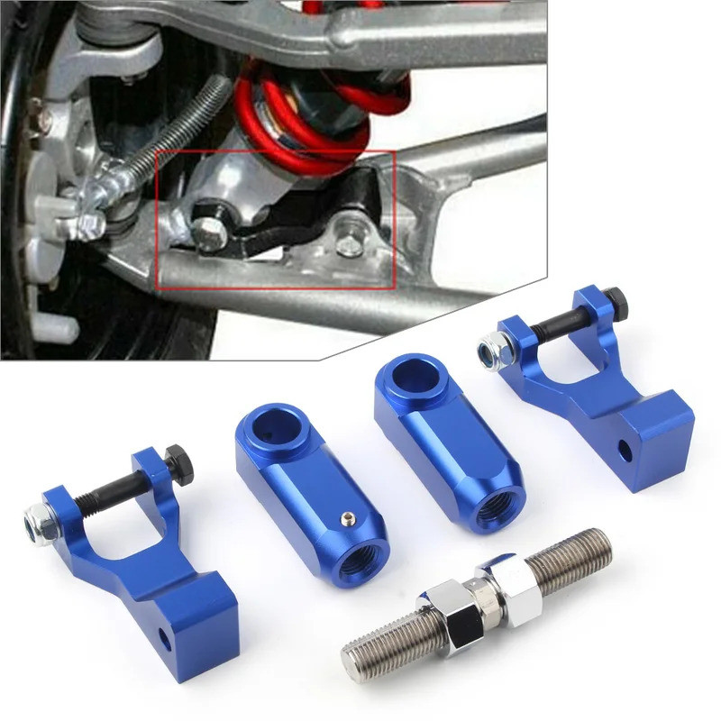 QY สีฟ้าด้านหน้า + ด้านหลัง Lowering Kit ปรับสําหรับ Yamaha Raptor 700 350 660 700R ATV อลูมิเนียม