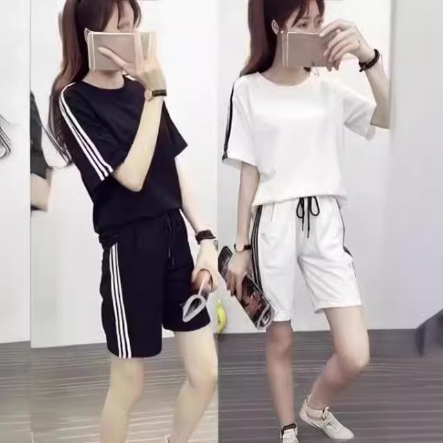 ฤดูร้อนแขนสั้นชุดกีฬาผู้ชายผู้หญิงฟิตเนสเสื้อยืดแห้งเร็วกางเกงขาสั้นห้าจุดนักเรียนเล่นวิ่งชุดกีฬา