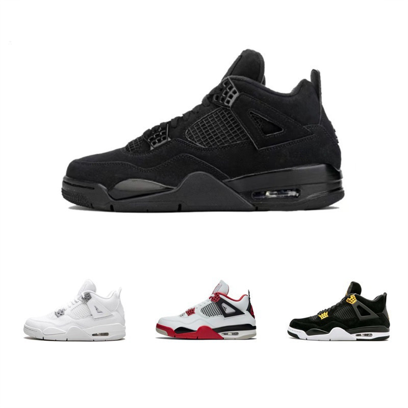 Air Jor และ 4 Retro 4 aj4 4th Generation Black Cat สไตล์เดียวกันผู้ชายผู้หญิงกีฬารองเท้าลําลองรองเท้