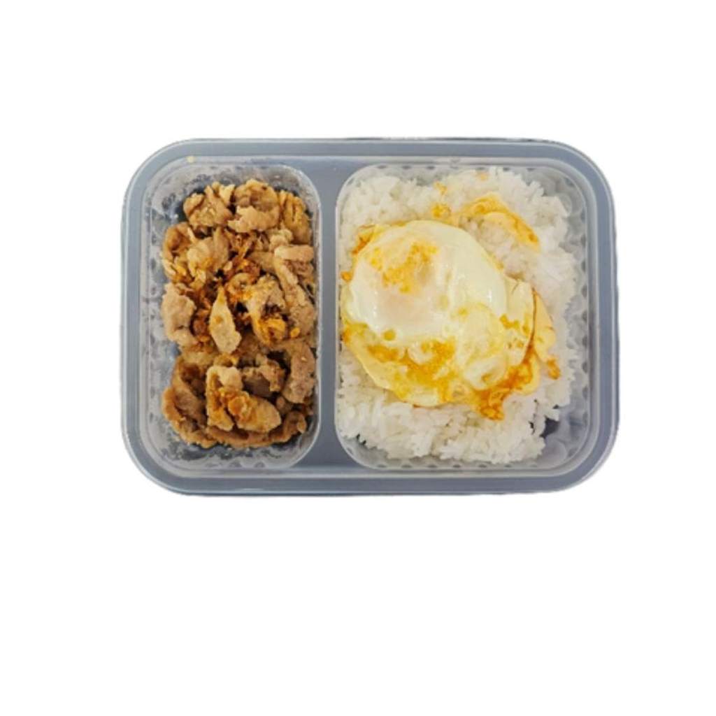 ข้าวหมูกระเทียมไข่ดาว(Garlic Pork Rice + Egg 1Set)