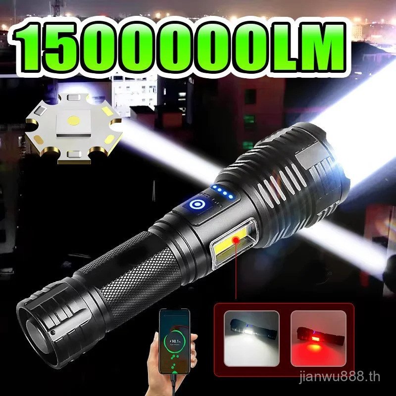ไฟฉายLED 600 วัตต์ แบตเตอรี่18650 พร้อมฟังก์ชันซูม ไฟฉายยุทธวิธี