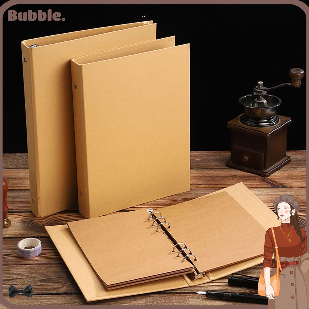 BUBBLE Kraft Paper Binder Cover, Vintage A5 B5 A4 Binder File Clip, Kraft Paper File Bag