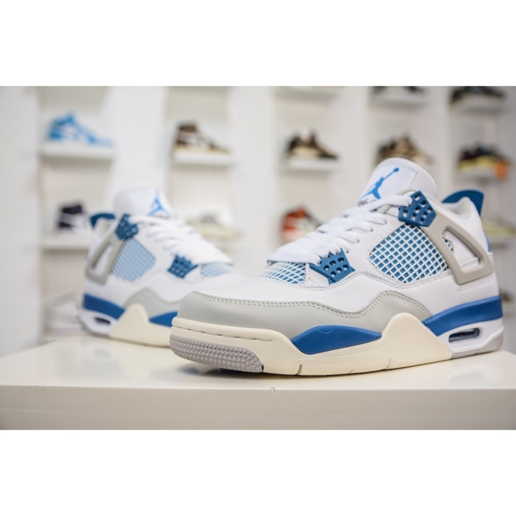 ราคาดีที่สุด Air Jordan 4 Retro Military Blue 2012 308497-105 White/Military Blue/Neutral Grey AJ 4 
