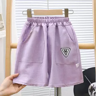 MooDeng Baby กางเกง เด็ก ชาย หญิง สีพาสเทล มีกระเป๋ากางเกง ผ้าโพลีเอสเตอร์ ขาสั้น เอวยางยืด