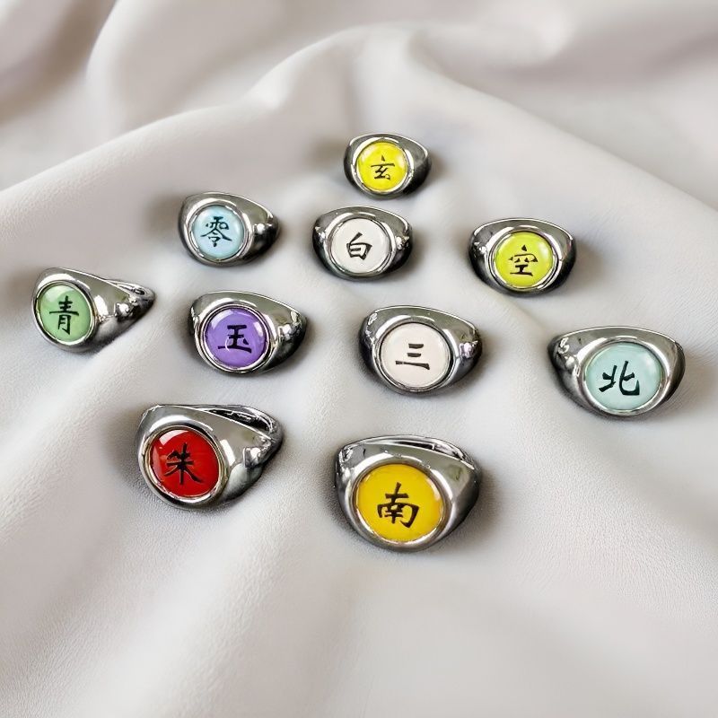 动漫日系同款戒指鼬佩恩晓组织全套学生指环动漫周边Cosplay礼物Naruto peripheral ring Xiao organization Uchiha Itachi COS ring ani