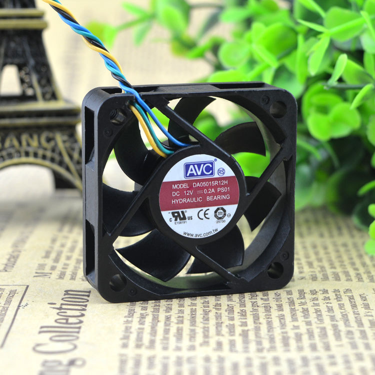 AVC 5015 12V 0.2A DA05015R12H สี่สายพร้อม PWM อุณหภูมิควบคุม 5 ซม.เงียบพัดลมขนาดเล็ก