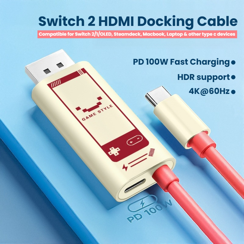 2 in 1 สวิทช์ 2 USB C ถึง HDMI Projection สาย 4K 60Hz PD100W แบบพกพา TV Docking Station สําหรับสวิทช