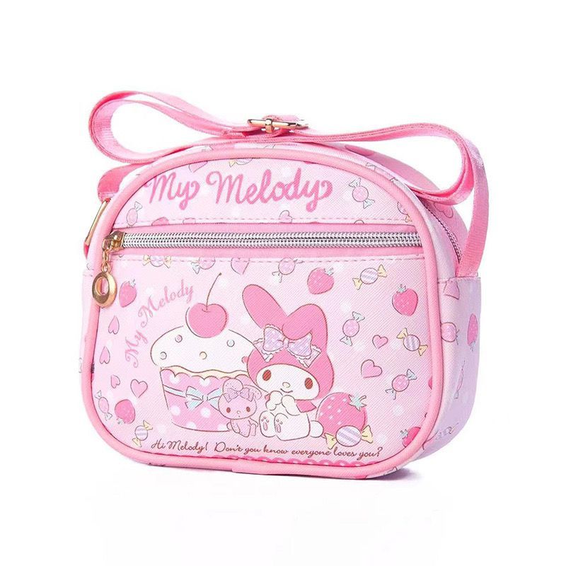 กระเป๋าคล้องบ่าขนาดเล็กสำหรับเด็ก Hello Kitty และ Kuromi แบบสายเดียว สามารถเก็บเหรียญและของใช้ได้