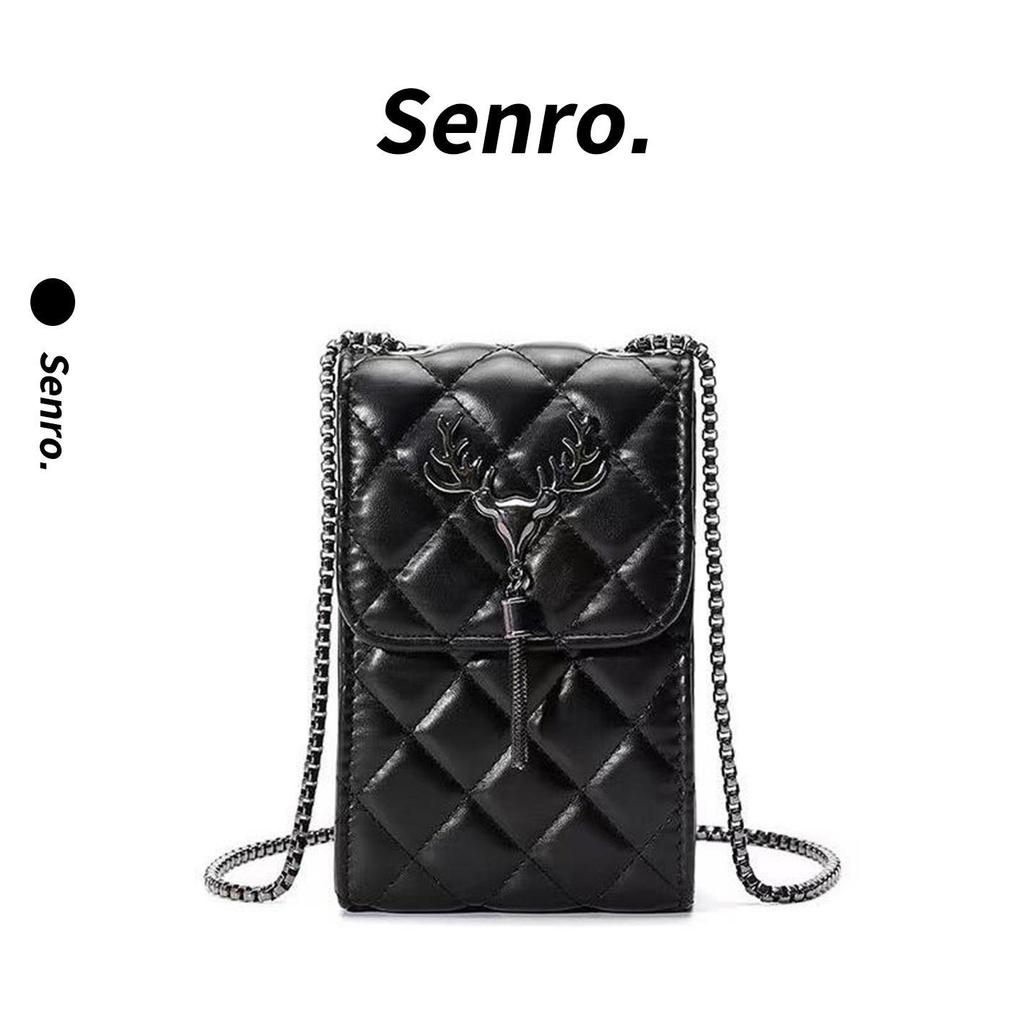 028-B【SENRO】กระเป๋าสะพายไหล่ใบเล็กสีดำ สำหรับผู้หญิง รุ่นใหม่ล่าสุด กระเป๋าสะพายไหล่ขนาดเล็ก น้ำหนักเบา พกพาสะดวก