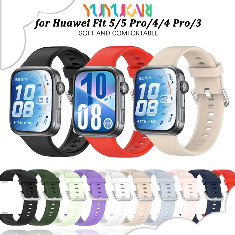 สายยางอ่อนกีฬาสำหรับ Huawei Watch Fit 5 4 3 / 5 Pro / 4 Pro สายรัดซิลิโคนอุปกรณ์เสริมสำหรับ