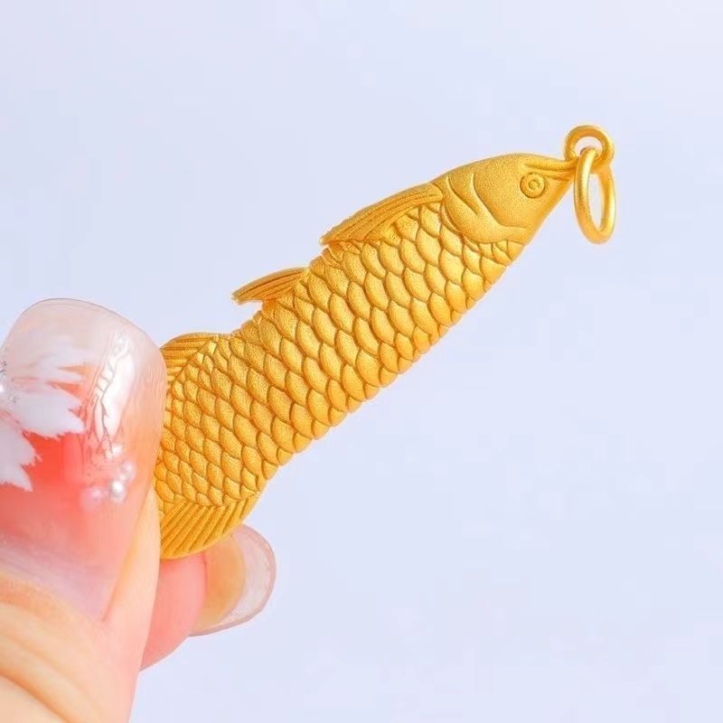 4.27c Niche Golden แฟชั่นของแท้แขวน Domineering High-Value Face Transfer Golden Arowana จี้ Retro รา