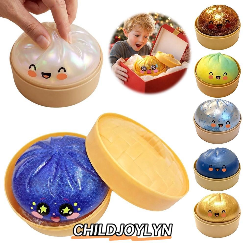 CHILDJOYLYN เกี๊ยวของเล่น นุ่มนึ่งนึ่งยัดไส้ Bun Squishy Pinch Le, Fidget Glitter Slow Resilience Squishy ของเล่นตกแต่งบ้าน