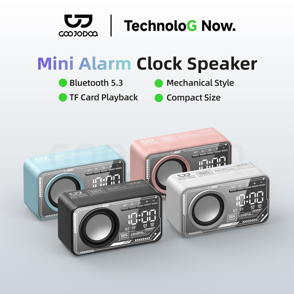 GOOJODOQ Alarm Clock Bluetooth Speaker Clear Display & Dual Alarms TWS Stereo Flexible Playback