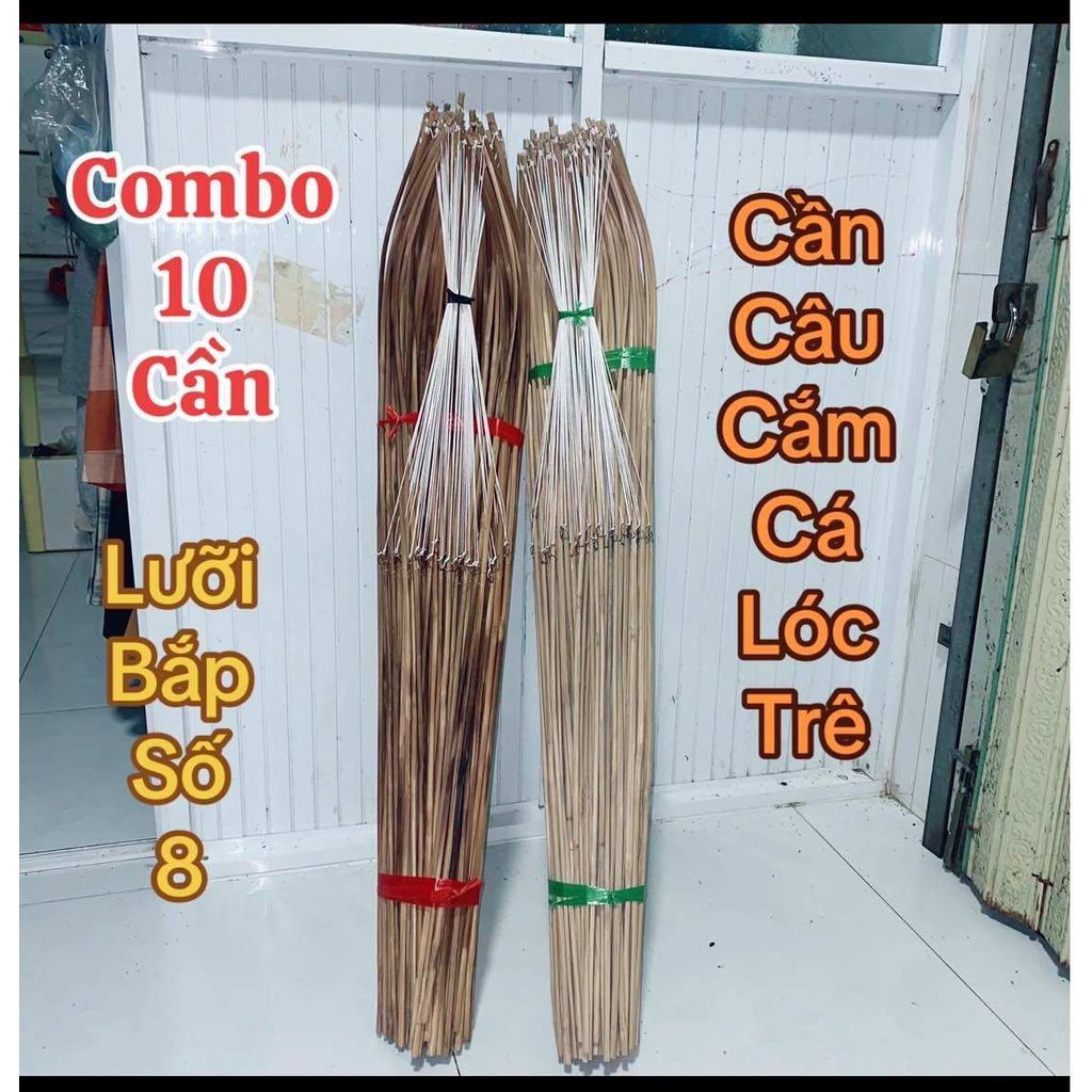 คอมโบเบ็ดตกปลา 10 คัน ปลาช่อน เชือกร่มไนล่อน เบ็ดข้าวโพด คันยาว 1.4 เมตร