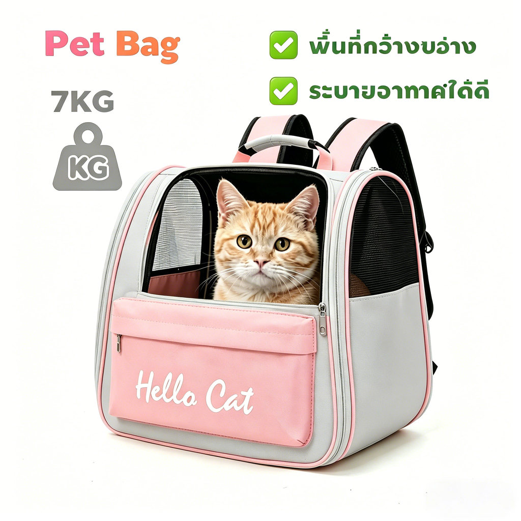 กระเป๋าแมวเป้สะพายหลัง เหมาะกับแมวทุกสายพันธุ์ ระบายอากาศดี ไม่อึดอัด ราคาถูกคุณภาพดี