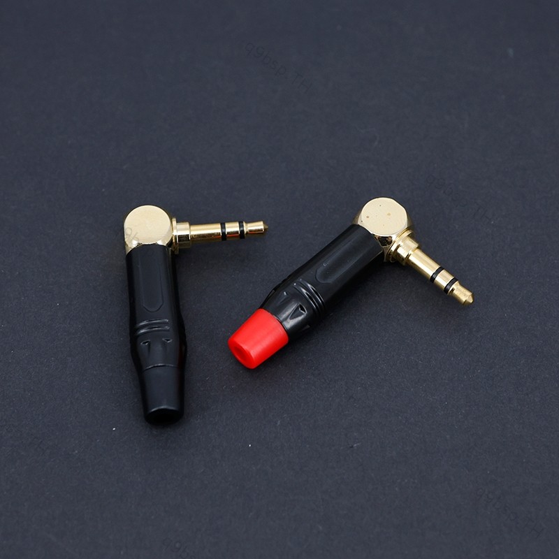 3.5 มม.เสียงชาย Gold-Plated Dual Channel Plug 3pole สเตอริโอมุมหูฟังหัวเชื่อม DIY 90 องศา L-Shaped B