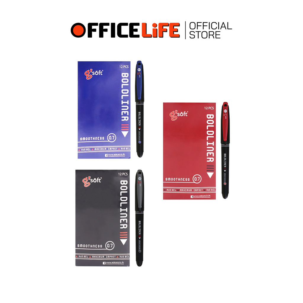 G-softb (จีซอฟท์) ปากกาเจล BOLDLINER g'soft (12 ด้าม/กล่อง)