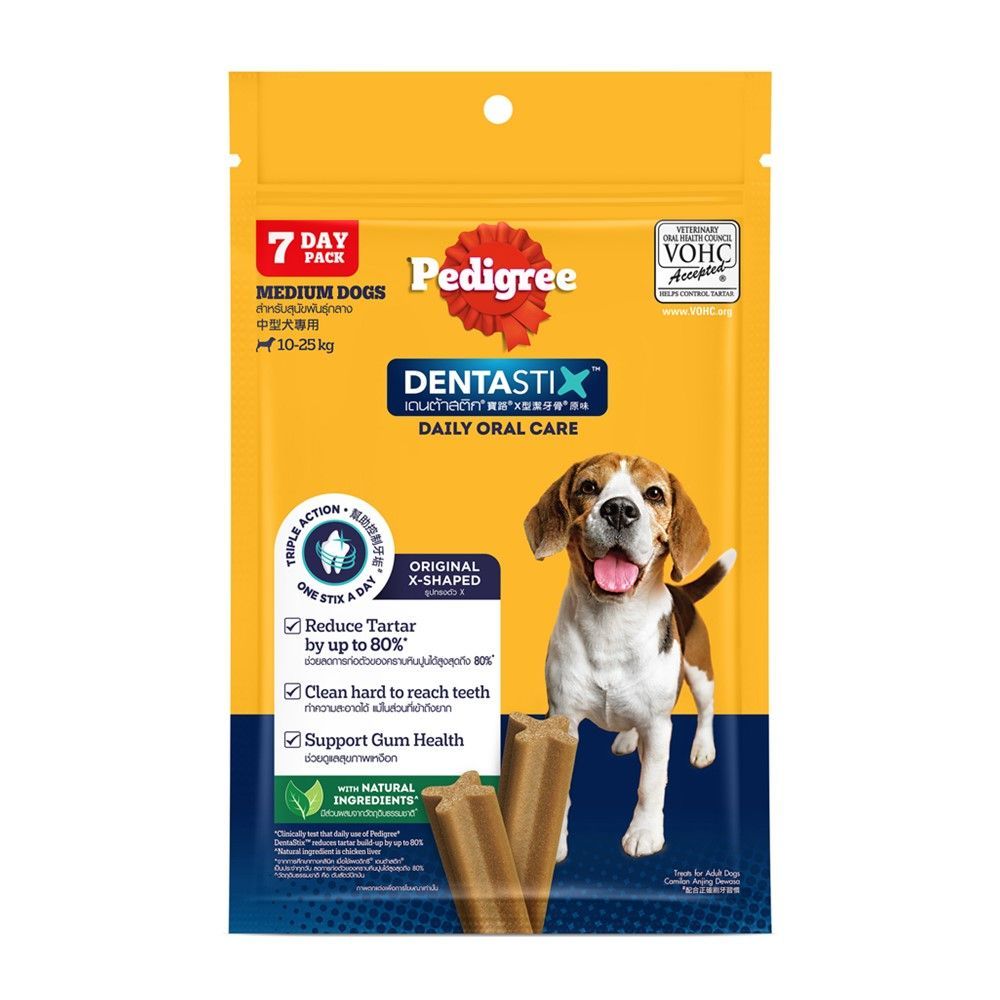 เพดดิกรี เดนต้าสติกสุนัขกลาง7แท่ง 180ก T PEDIGREE DENTA STIX MEDIUM 7PCS. 180G T