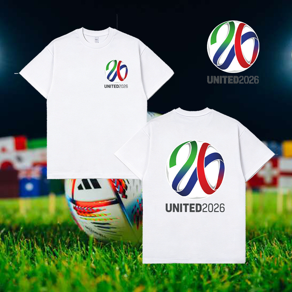 แฟชั่น 2026 FIFA World Cup เสื้อยืดผ้าฝ้ายกิจกรรมฟุตบอล Jointly สามประเทศ "One World One Goal" เสื้อ