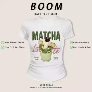 COD（จัดส่งภายใน 24 ชั่วโมง）เสื้อสาวอวบ เสื้อครอปท็อป แขนสั้น babytee สไตล์เกาหลี y2k T-shirt | รูปแบบเลข มัทฉะลาเต้