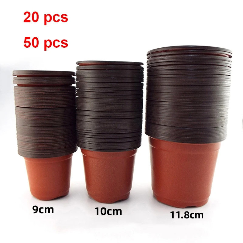 20pcs/50Pcs Thin section Plastic Grow Box Fall Resistant Tray For Home Garden Plant Pot Nursery Tran