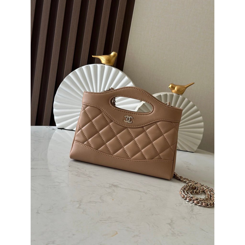[เกรด Daigou] 25P 31Bag Gold Buckle Diamond Pattern Leather Wear Chain Polished Lambskin Shoulder Me